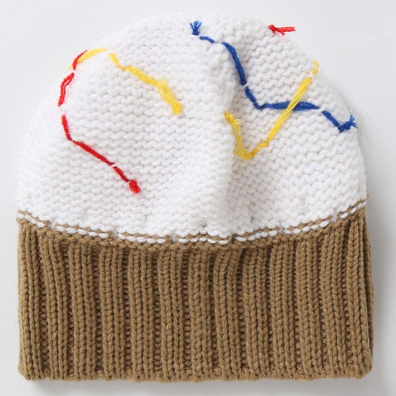 XINQIAO Unisex Kids Cupcake Beanie Cartoon Knitting Hat for 3-8 Years Boys Girls (White) - Image 2